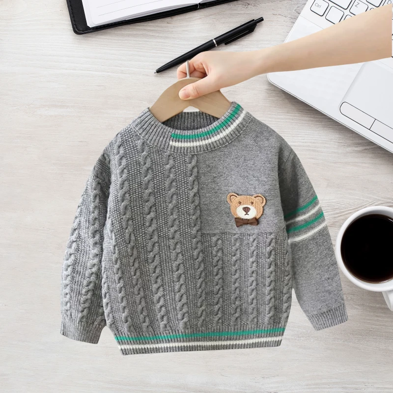 男童毛衣冬季加厚针织衫宝宝打底衣韩版加厚儿童内搭保暖洋气圆领