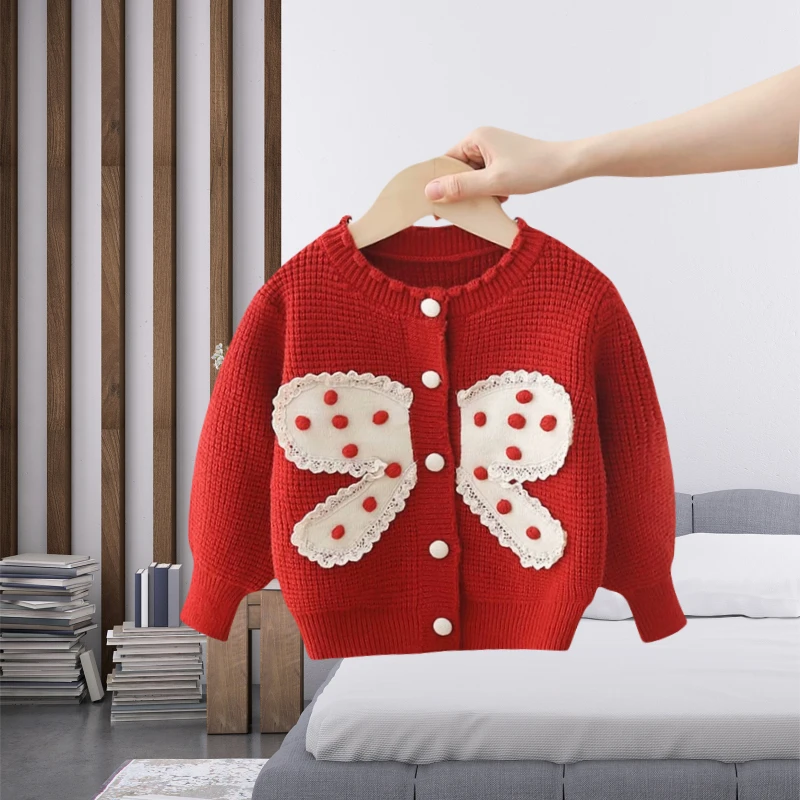 女童秋装女孩春秋外套女宝洋气毛衣开衫2024韩版婴幼儿新款针织衫