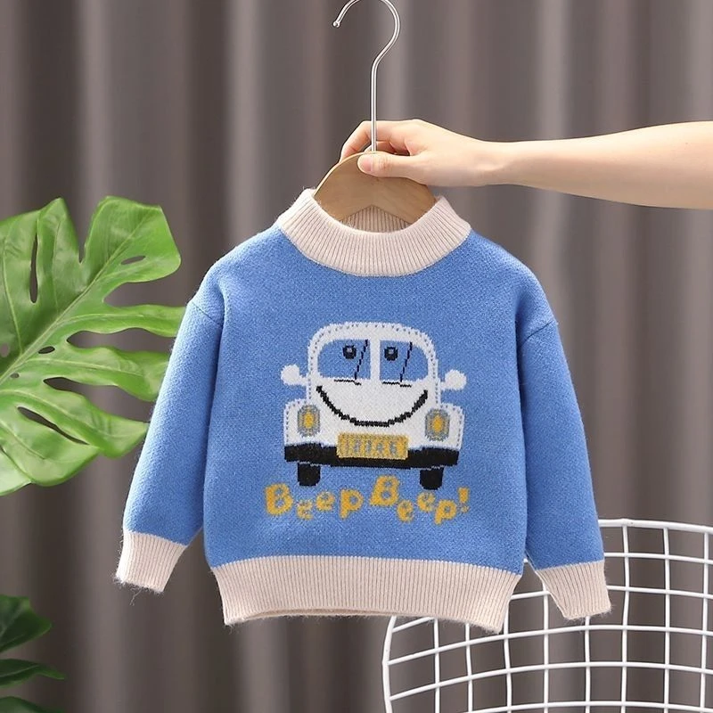 【反季清仓】男童毛衣冬季新款婴幼儿童针织衫卡通男宝宝韩版打底衫