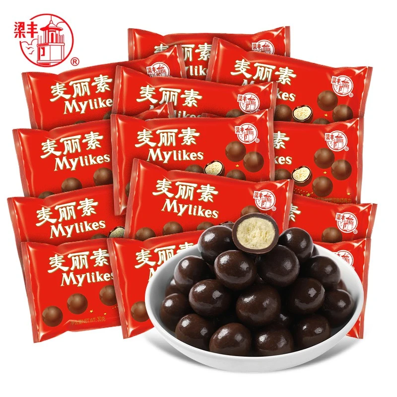 【14.9=6包】梁丰麦丽素巧克力豆零食吃的童年糖果儿童小吃