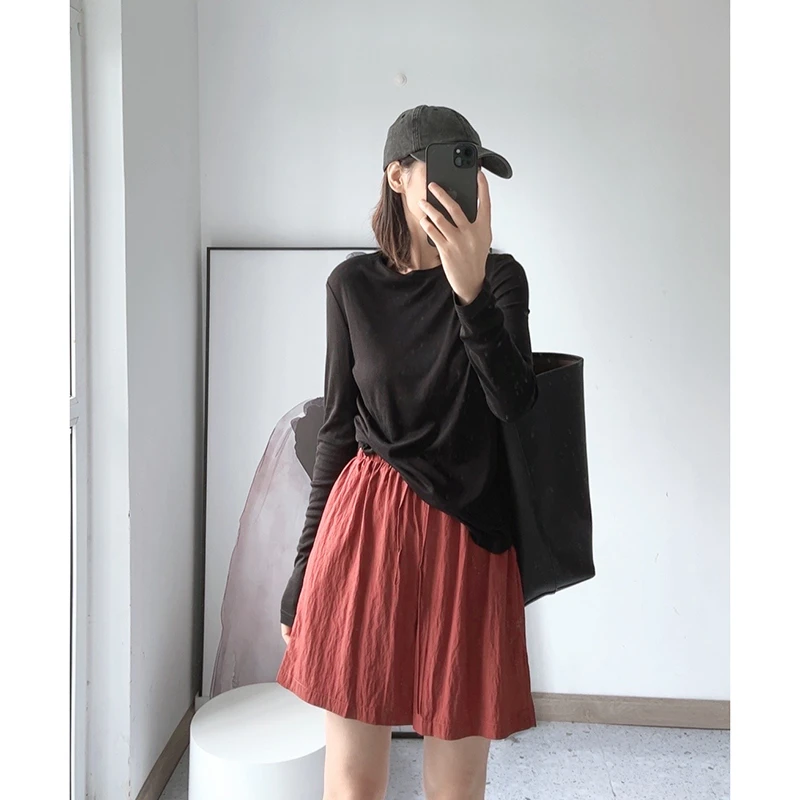 阔腿松紧腰休闲短裤女夏季薄款热裤高腰阔腿宽松显瘦百搭五分裤子