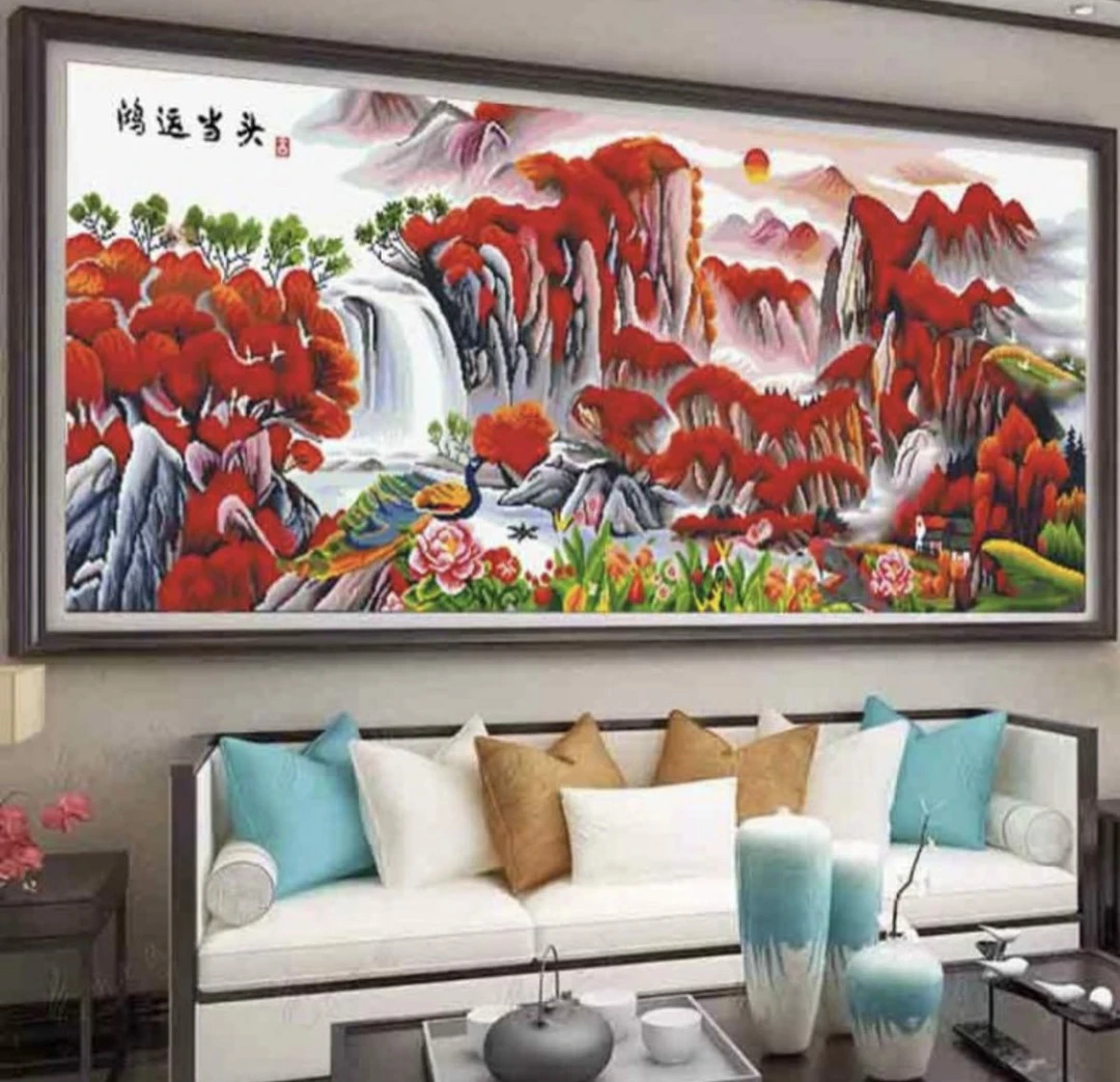 手工款：鸿运当头220x90大格四股满绣