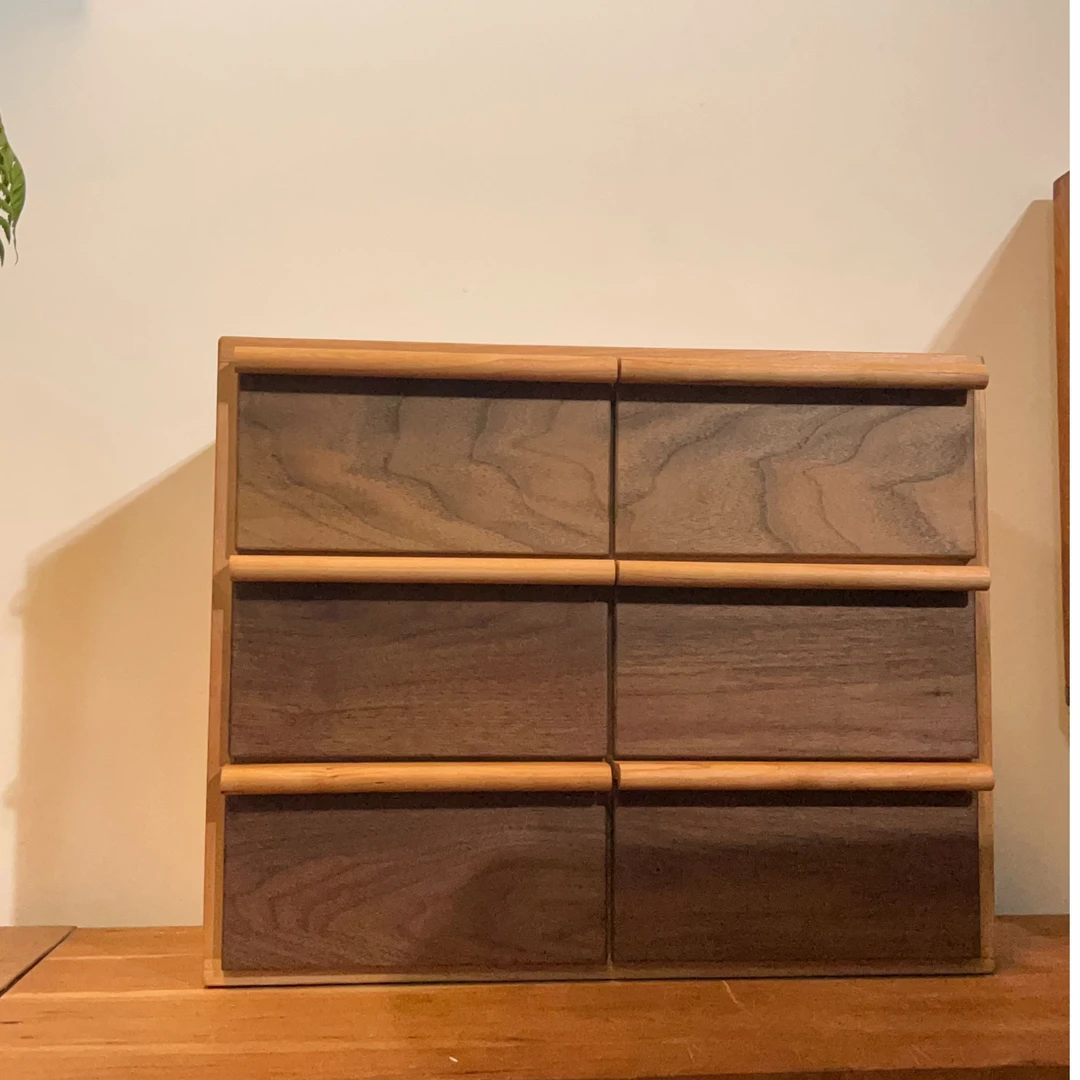 北美樱桃木三层六抽屉收纳柜办公室原木多功能茶具柜