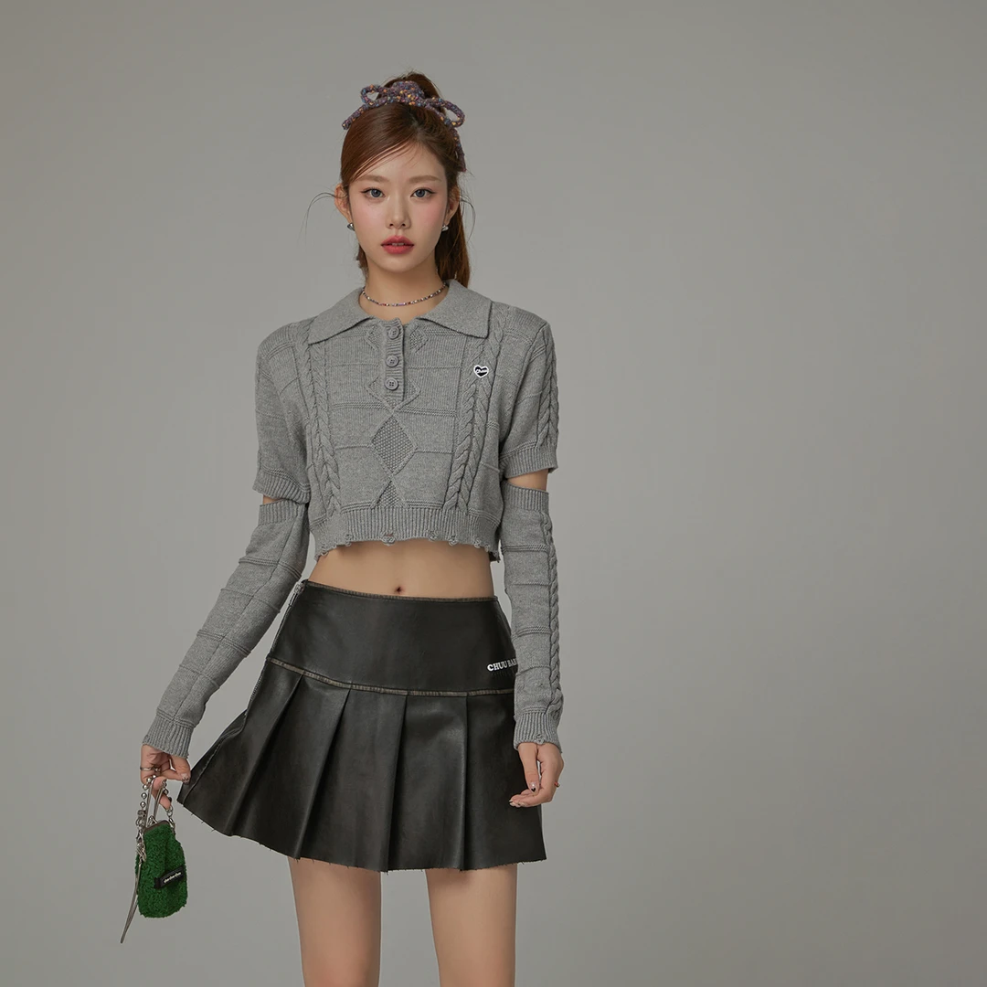 【7】CHUU套头镂空袖口设计感辣妹风刺绣针织显瘦针织衫EHNC002H