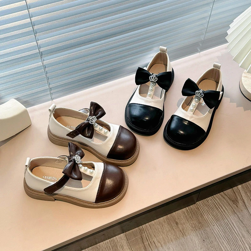 儿童小皮鞋女童鞋2024秋季新款女孩软底蝴蝶结单鞋时尚公主鞋6821