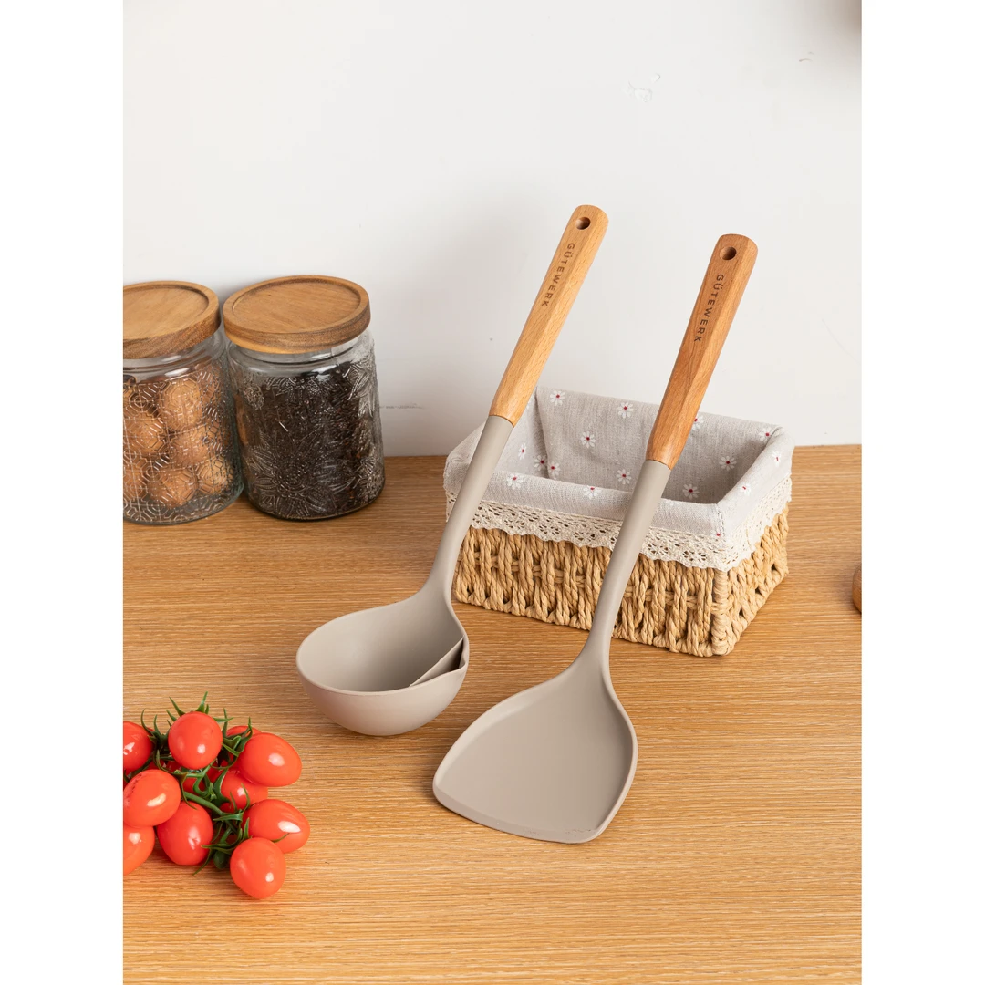 硅胶高温烹饪无异味外柔内韧坚固耐用不伤锅硅胶勺铲套装1319