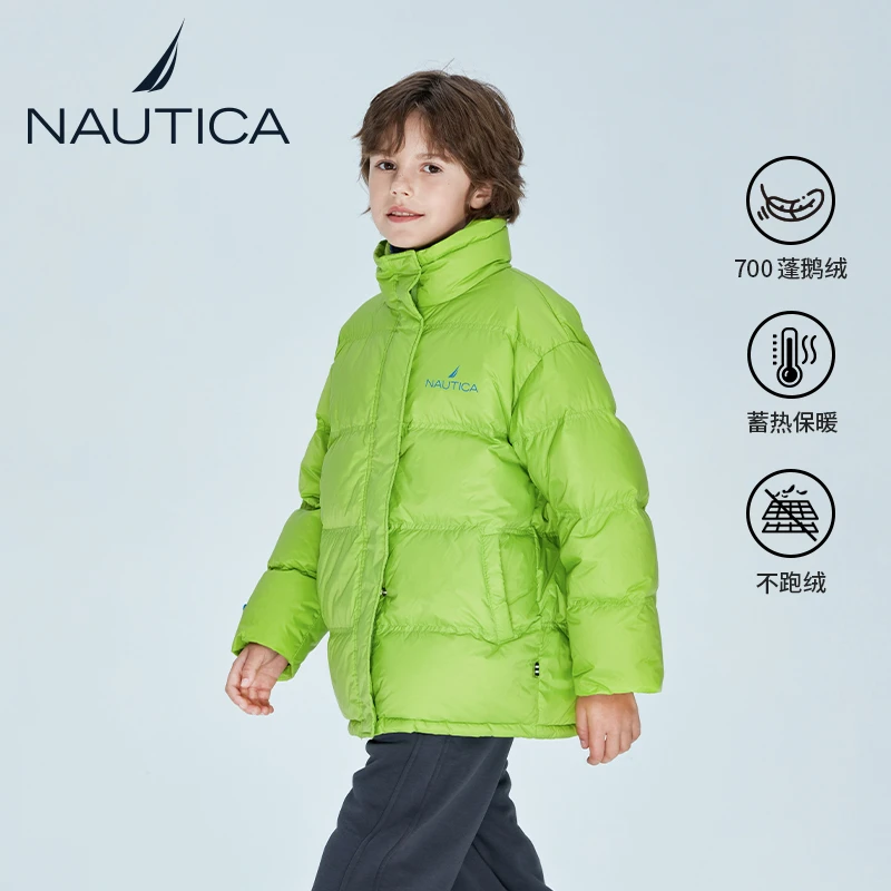 NAUTICA童装中大童冬季户外时尚保暖双立领鹅绒羽绒服NKE140305