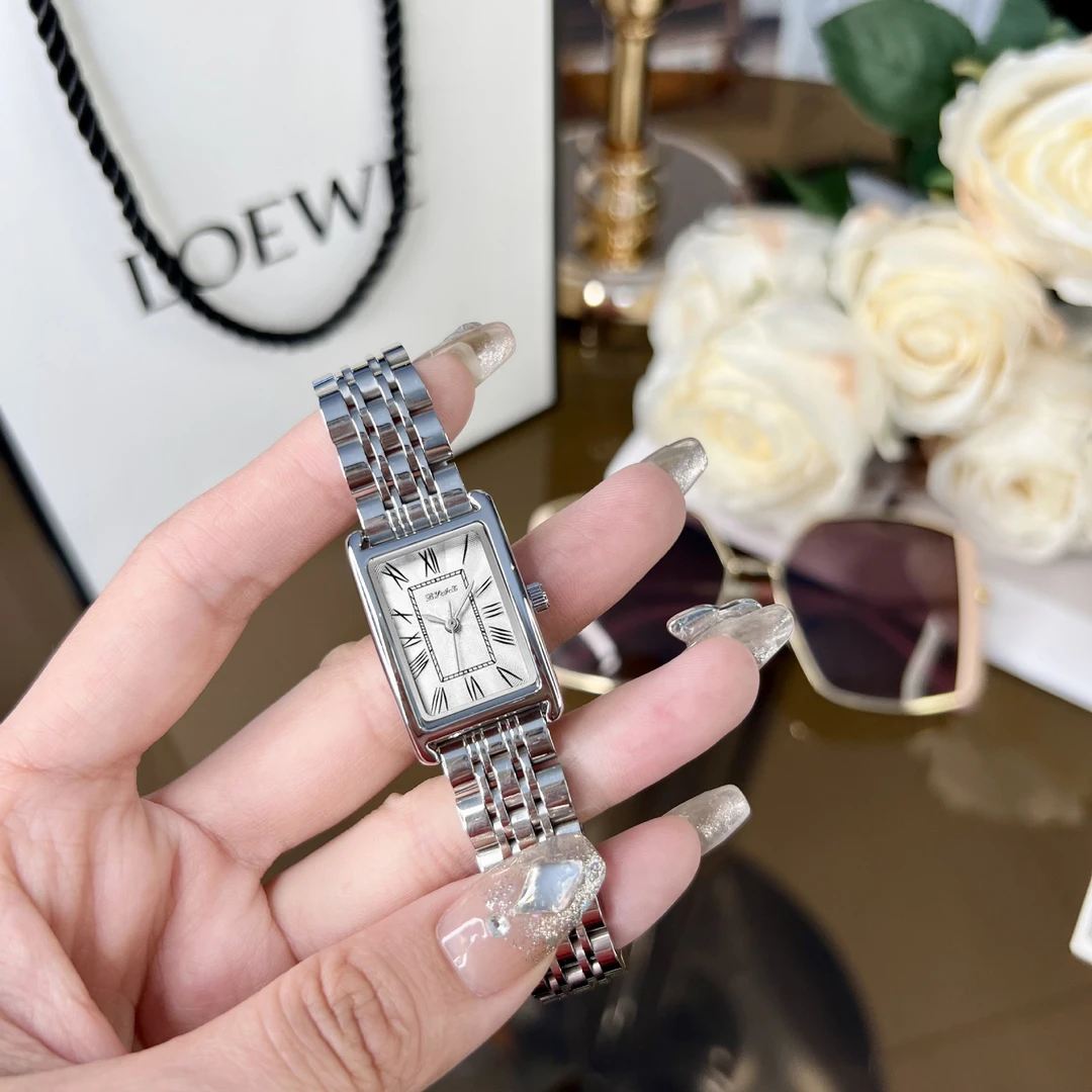 【偶姿】新款方形简约女士手表轻奢石英百搭腕表钢带 58666