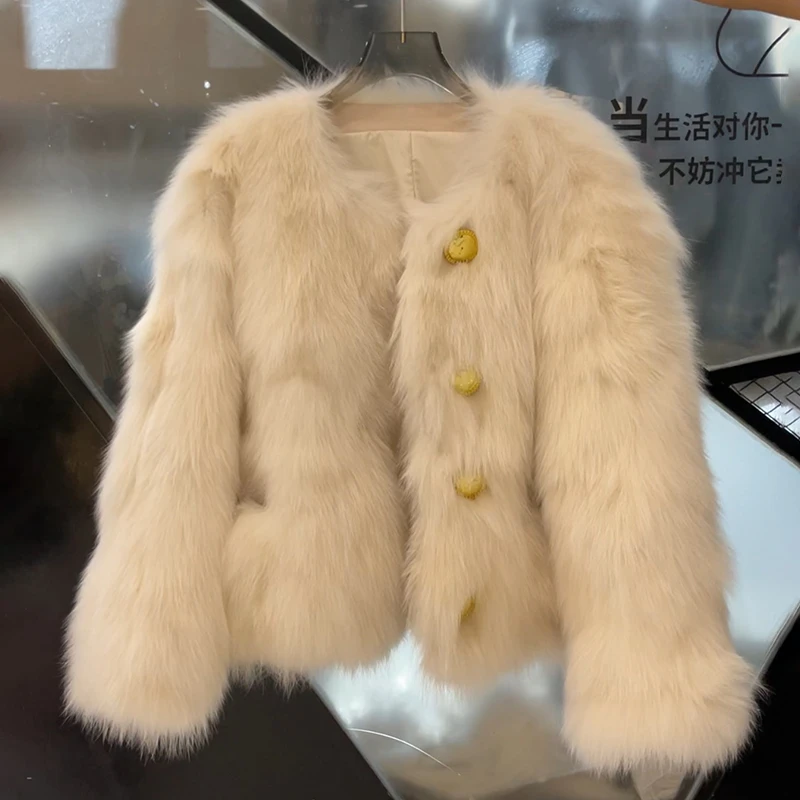 皮毛一体外套女厚款秋冬季毛绒小香风上衣毛毛时尚毛毛外套22869#