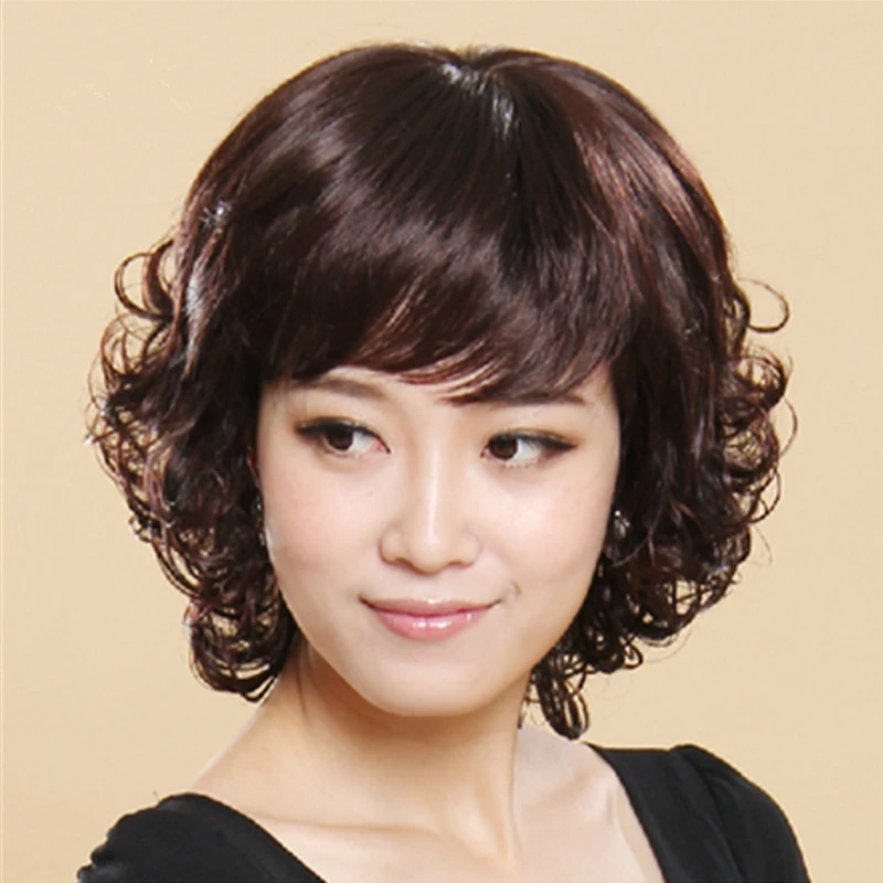 假发头套短卷发全真人发丝全发套洋气女短发中老年妈妈整顶羊毛卷