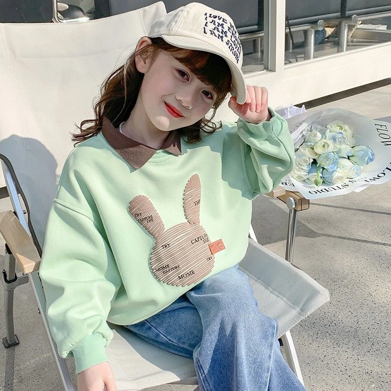 女童卫衣春秋款长袖新款秋装韩版洋气儿童小女孩休闲童装上衣宽松