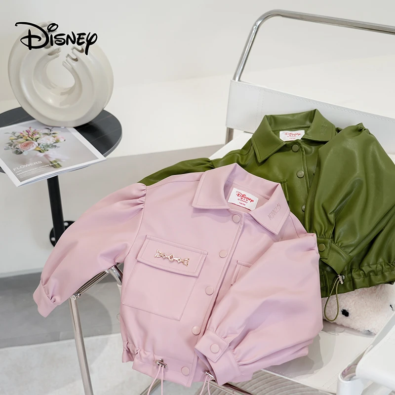 迪士尼2023春秋女童皮衣洋气外套XFE1PJ211