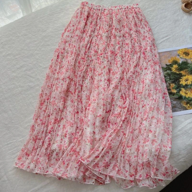 碎花雪纺a字半身裙女韩版春夏新款遮胯显瘦鱼尾衬衫女夏季薄款