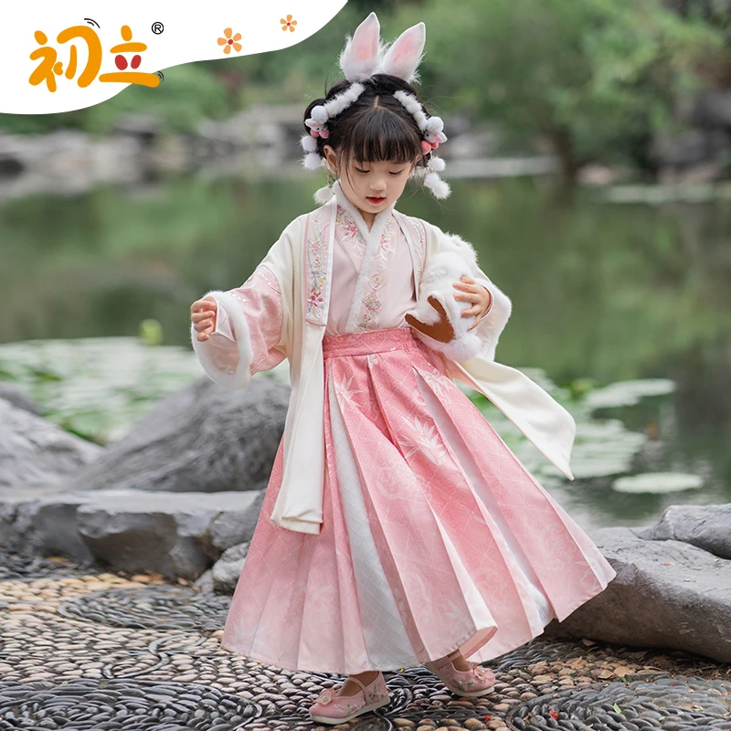 【小流光】拜年服过年款秋冬套装汉尚华莲汉服女童装儿童汉服三裥裙