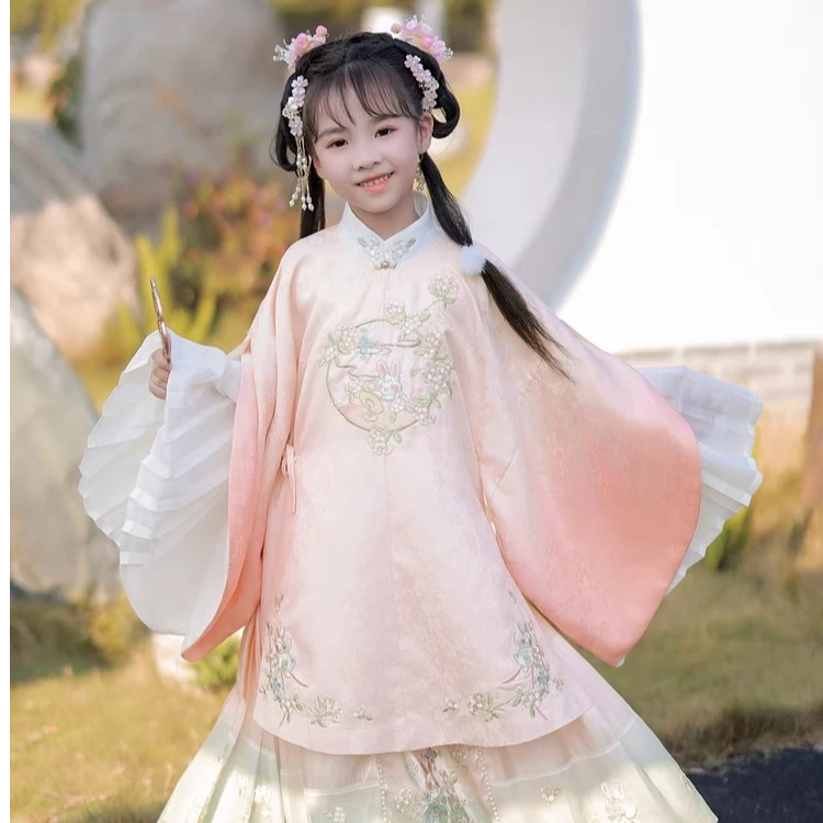 【仙兔云影】明制套装汉尚华莲汉服女童装中国风儿童汉服