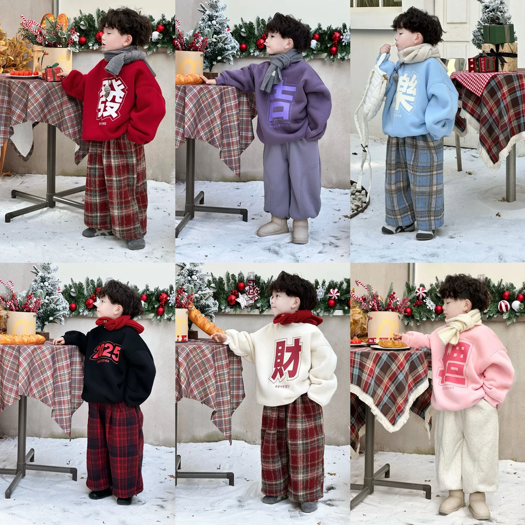 现货【2025·新年大吉】 kb3307｜冬季年货韩版儿童卫衣！每个都有寓意