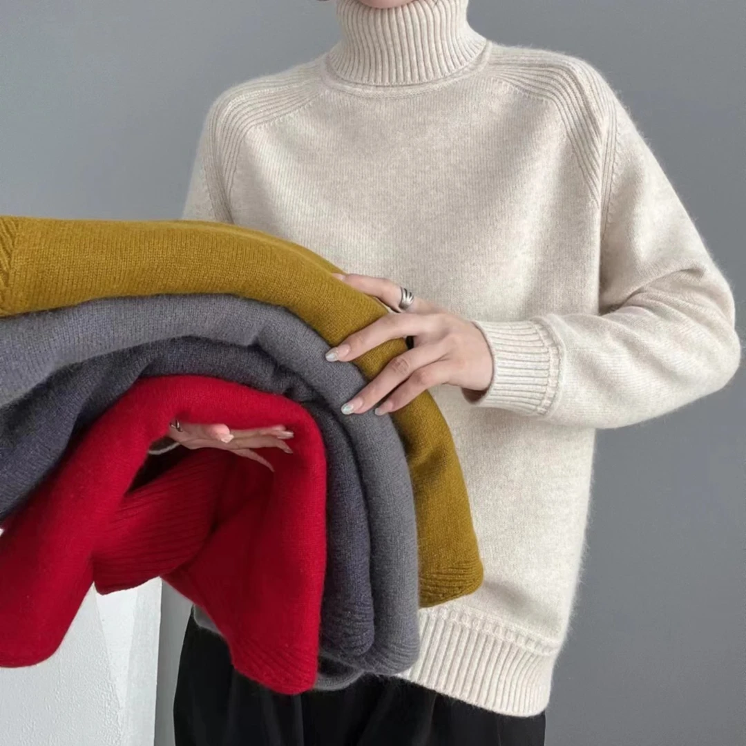 【YIKAQIU】时尚百搭纯色高领加厚打底外穿羊毛衫