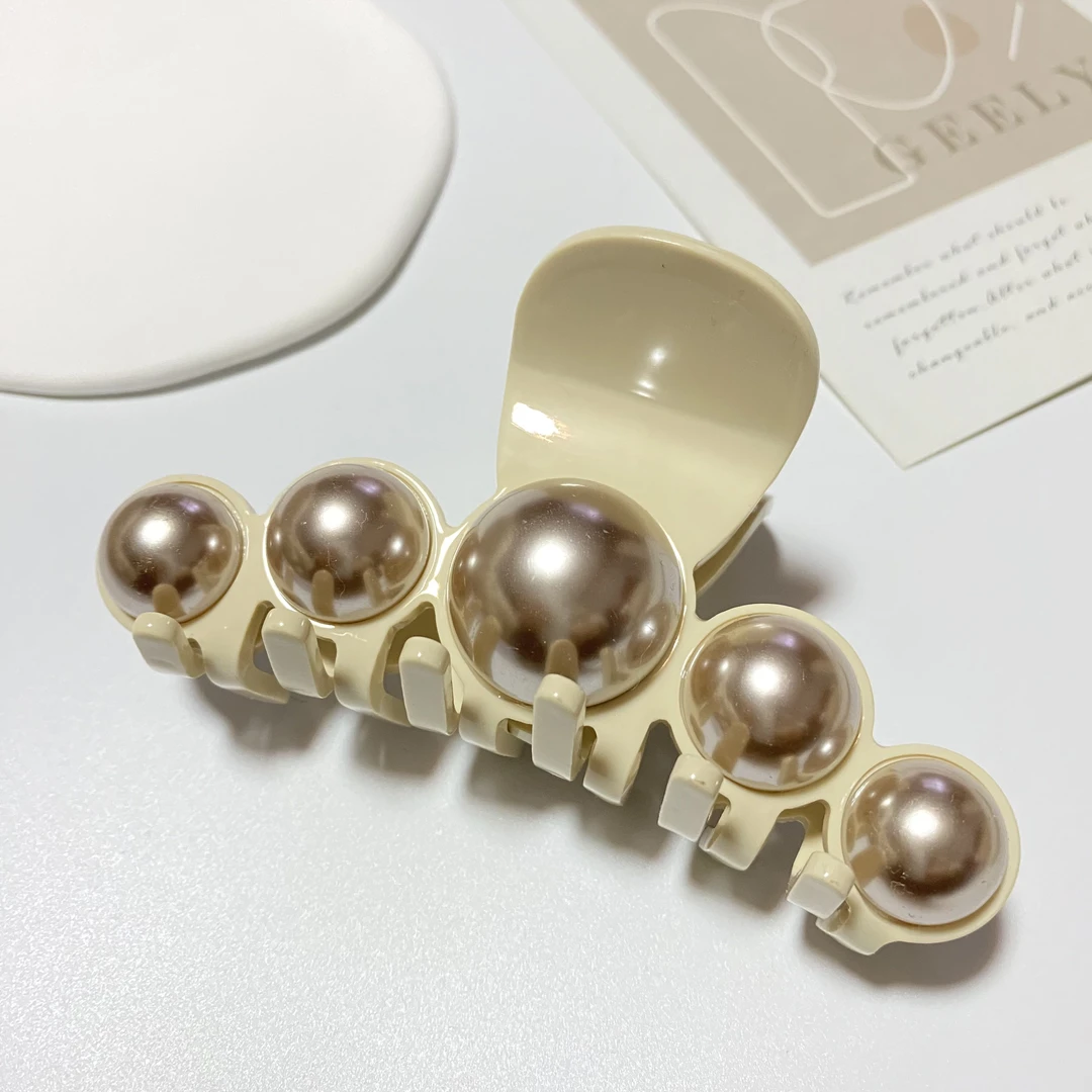 非金属发夹 法国进口醋酸盘发抓夹 高定轻奢珠子发饰 珠子大抓夹