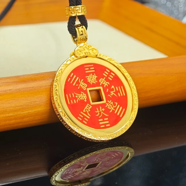 925银银制品 925银镀金手工制作填砂品质保真压胜平安古法扣项链
