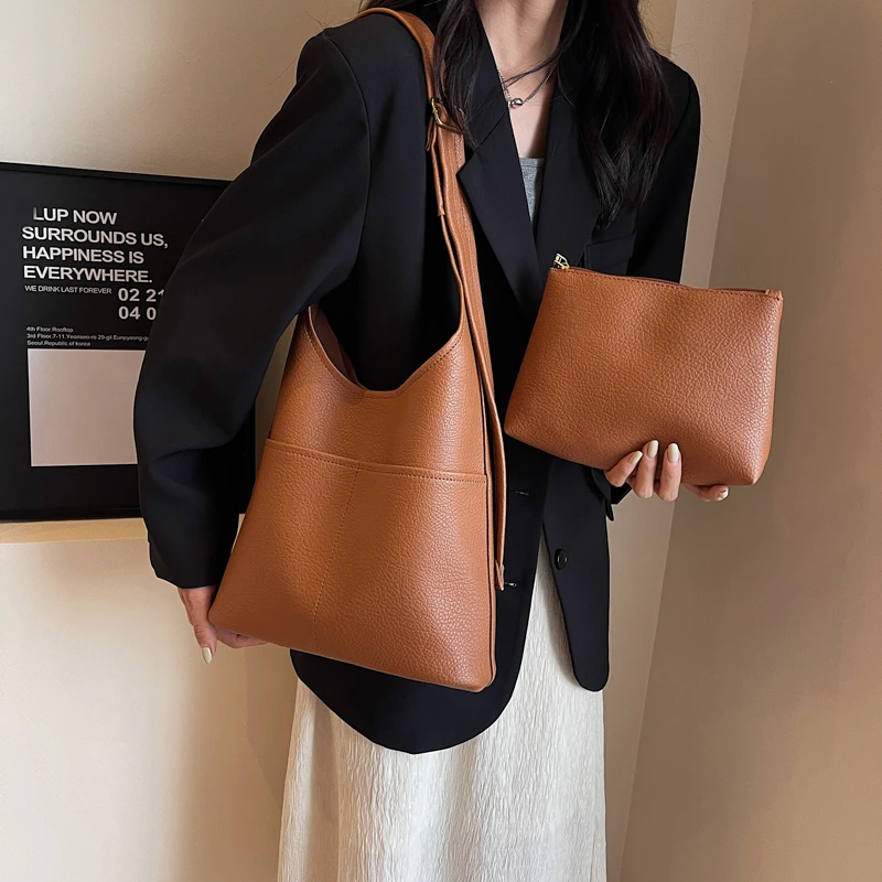 大容量托特包女士潮流轻奢子母包2023新款秋冬通勤休闲单肩手提包