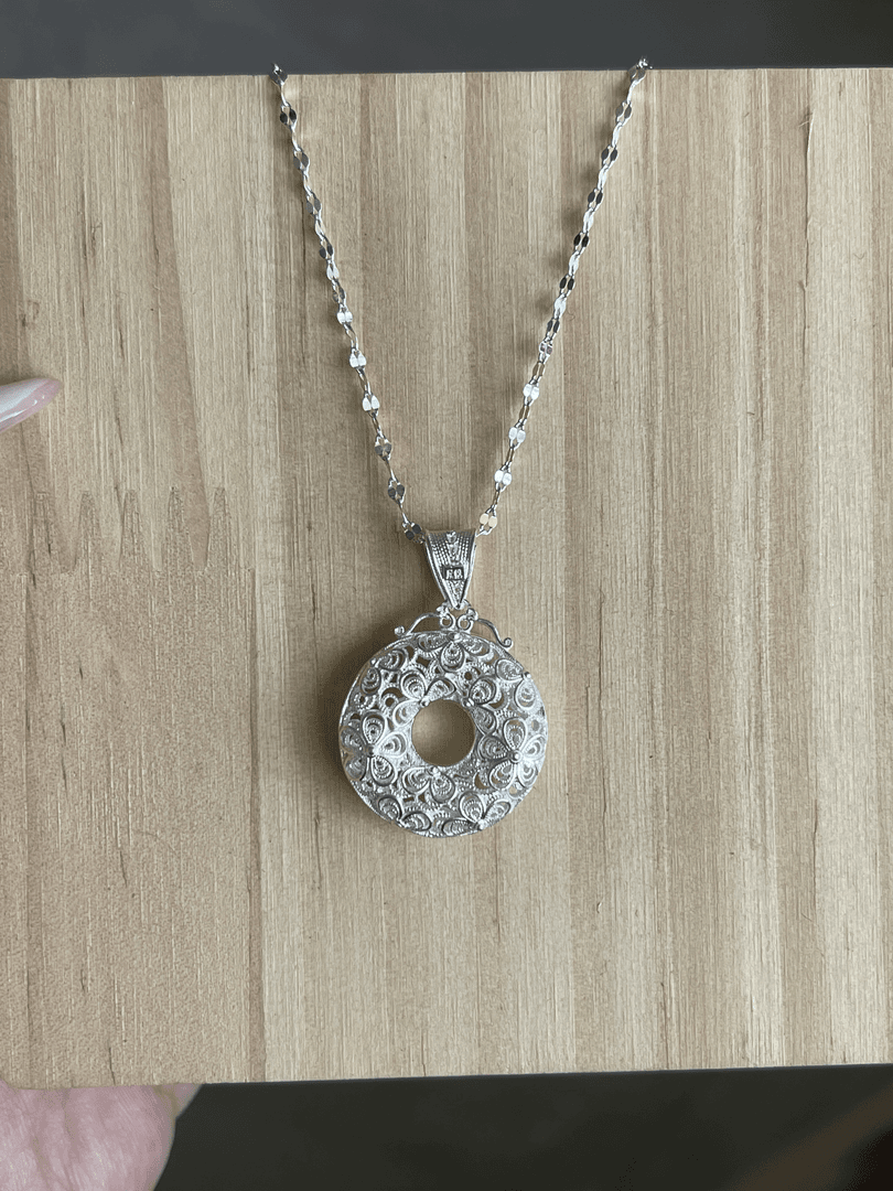 坠链均足银 999足银繁花似锦平安扣吊坠气质轻奢女款民族风时尚