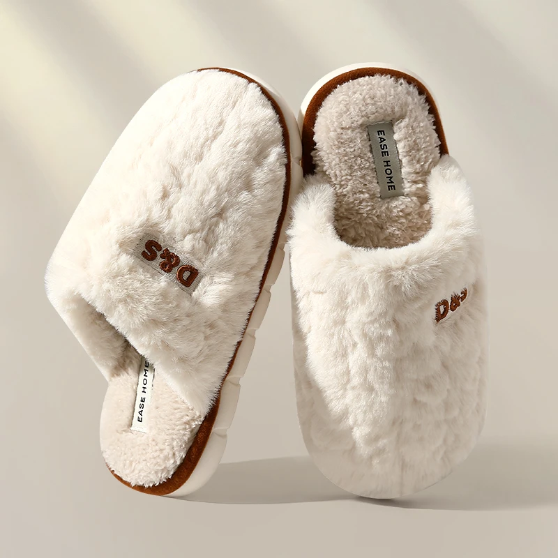 简约棉拖鞋女冬季室内家居2024新款家用防滑保暖毛绒情侣一对棉拖