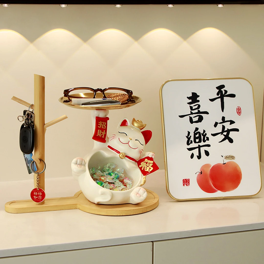 招财猫玄关客厅钥匙收纳入宅乔迁新居礼品创意桌面装饰2025新年