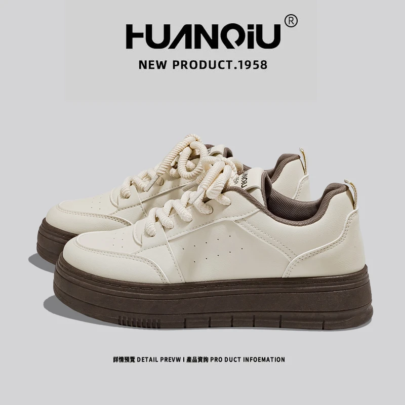 环球2025新款百搭简约厚底ins潮流学院风增高透气日常休闲板鞋女