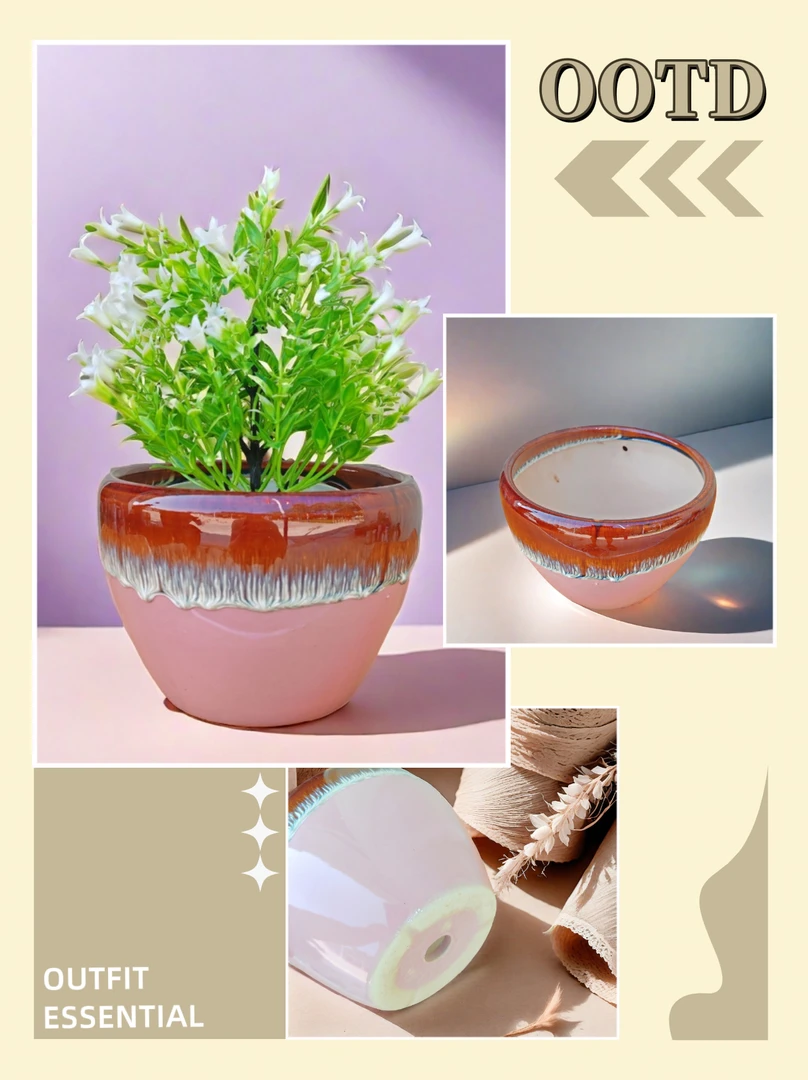 新款花盆适合带托盘手工中号特大号流釉发货温馨制作直径