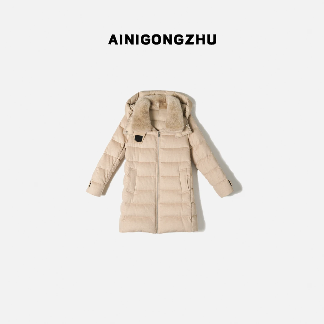 AINIGONGZHU/艾妮公主秋冬中长款加厚收腰女士白鹅绒外套2288