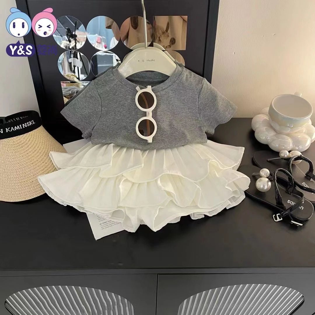 女童夏季两件套儿童短袖短裙小女孩百褶裙洋气