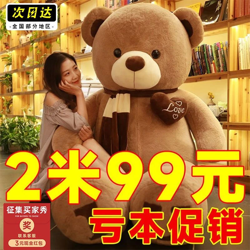 新疆包邮生日礼物毛绒玩具大号熊公仔抱枕熊女生布娃娃儿童玩偶睡
