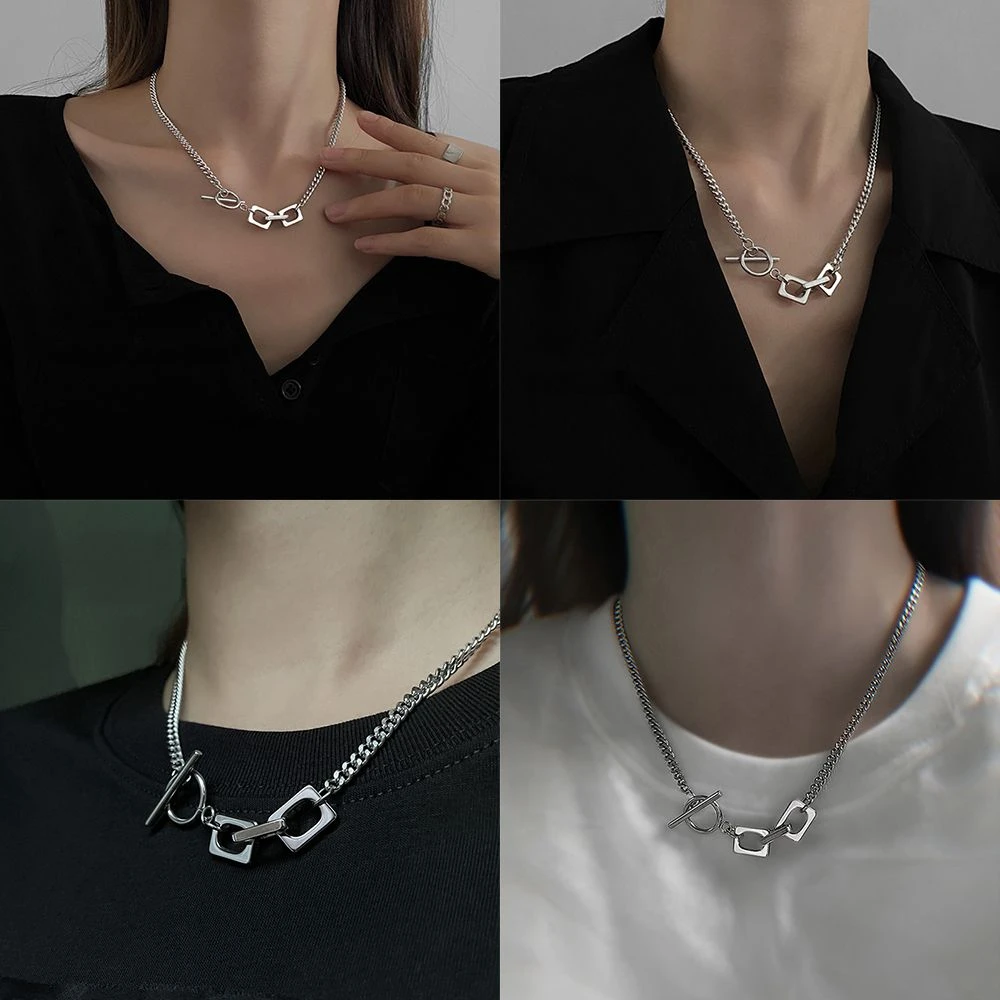 项链中性钛钢链条项链女ins风不掉色薄款镂空网红复古送圣诞节