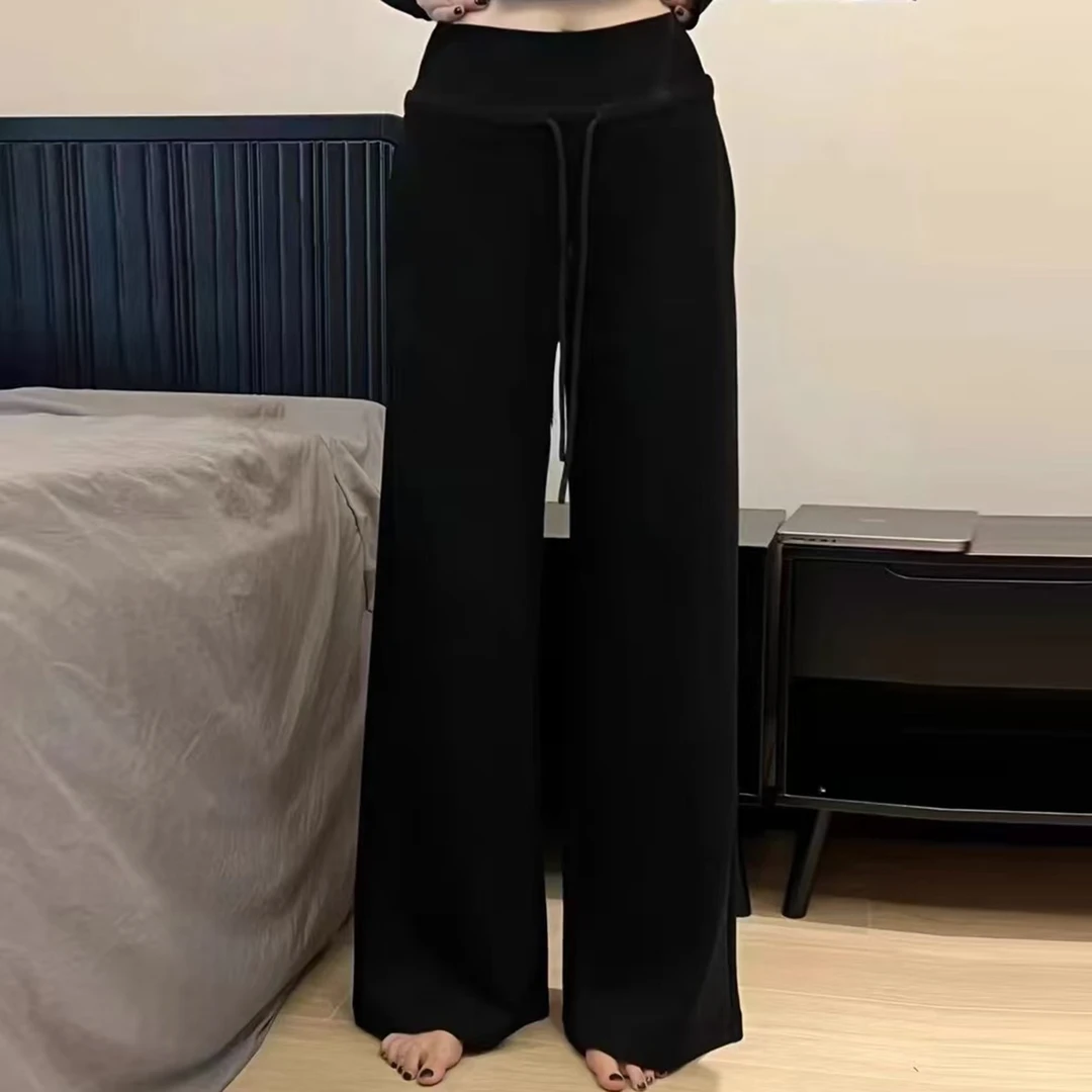 女装针织休闲裤高腰时尚显瘦直筒阔腿修身高弹百搭设计感保暖冬