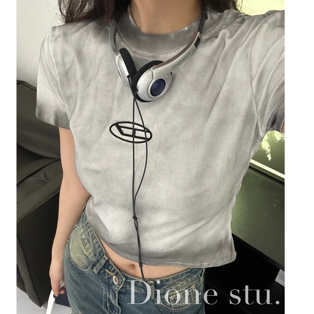 渐变扎染设计感上衣女辣妹短袖t恤夏季新款显瘦短款小众夏季修身