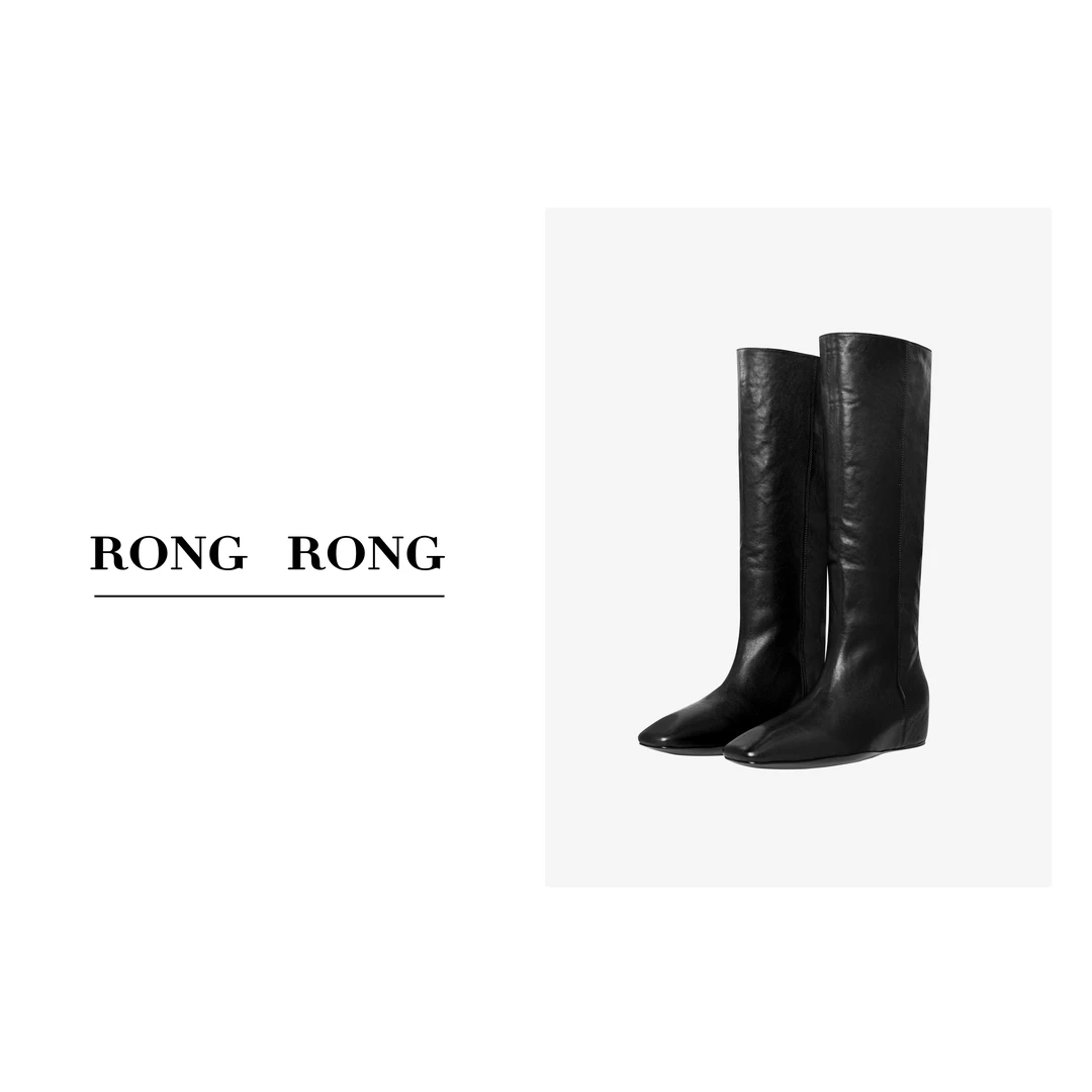 溶溶RONGRONG秋冬时尚真皮高筒靴内增高骑士不过膝长筒靴5721-4