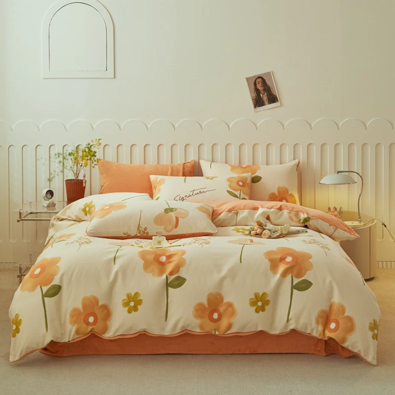 2023新款极暖磨毛纯棉磨毛牛奶绒四件套双面绒床上用品加厚保暖