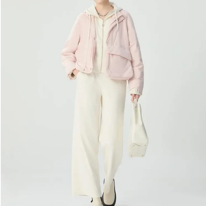 AMASS阿玛施热感力立领简约纯色厚款长袖棉服保暖夹克女5400851