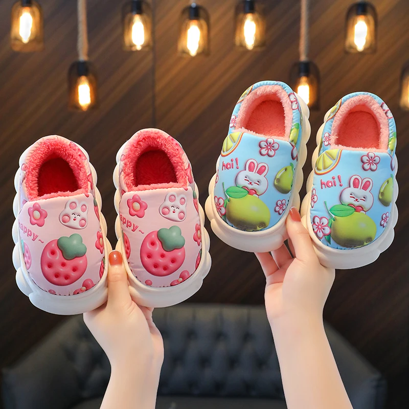 朵美巴拉巴拉宝宝2023儿童棉鞋女冬季加厚防滑防水卡通包头公主毛