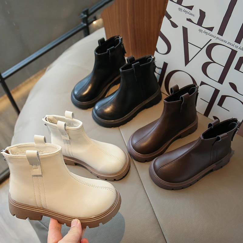 朵美巴拉巴拉宝宝儿童马丁靴2023秋季新款纯色帅气男童中大童单靴