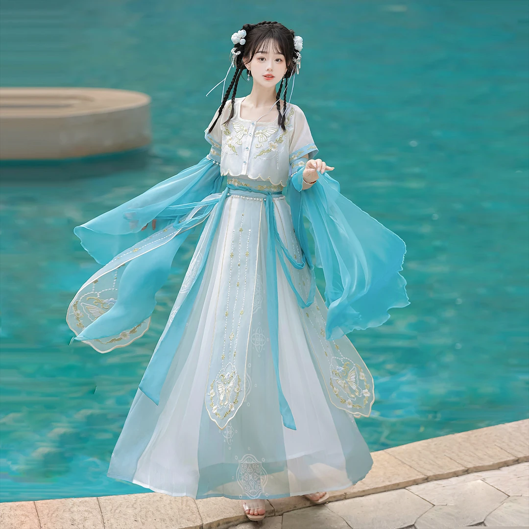 【碧水】古风汉服女装敦煌西域风套装公主薄款仙气飘逸仙女裙春夏