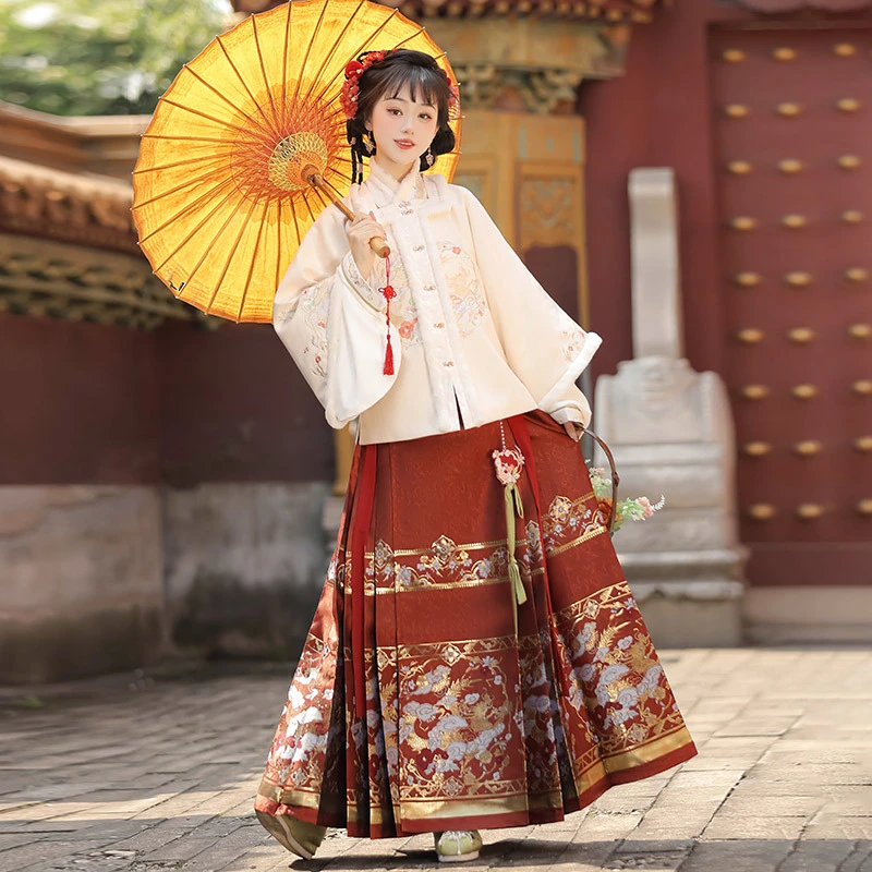 【瑞龙迎春】龙年汉服女装中国风外套马面裙套装拜年服秋冬炸街扁金