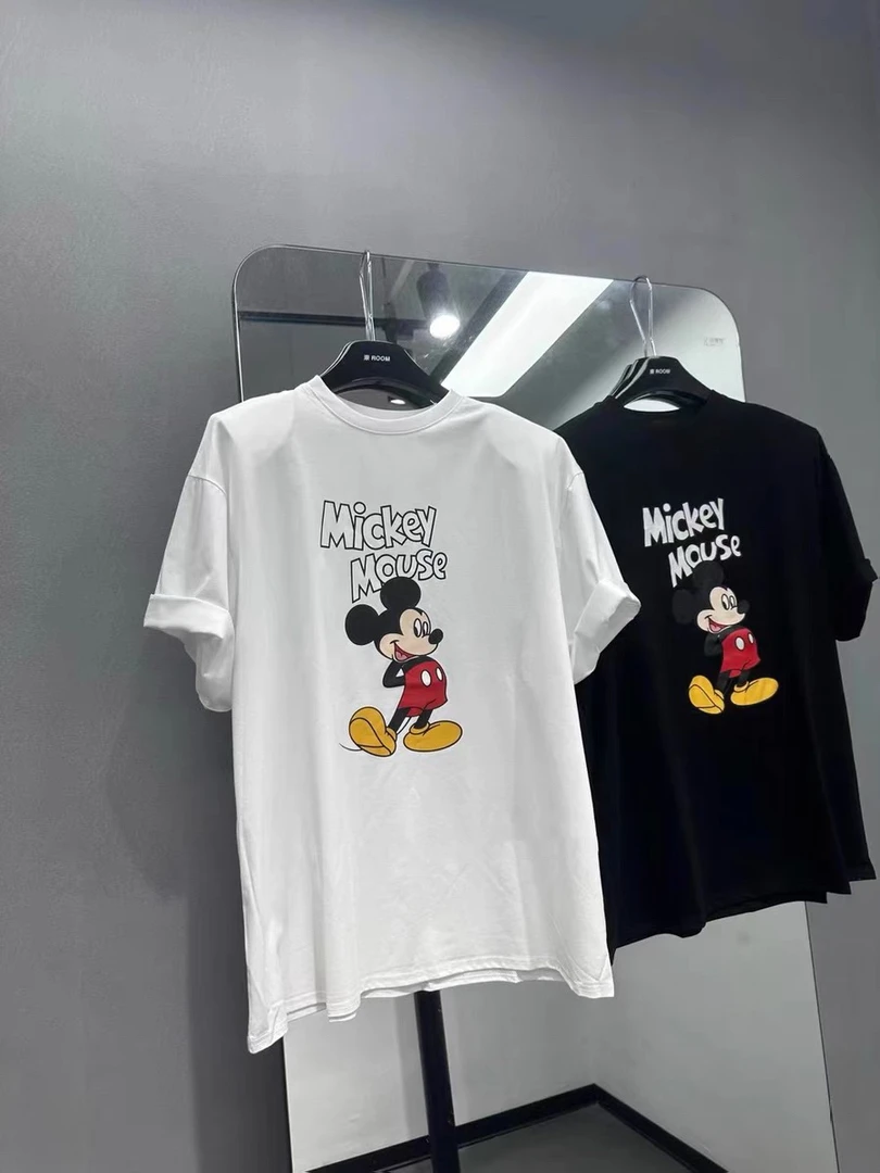 東T正版休闲减龄宽松垫肩卡通米奇印花短袖T恤女