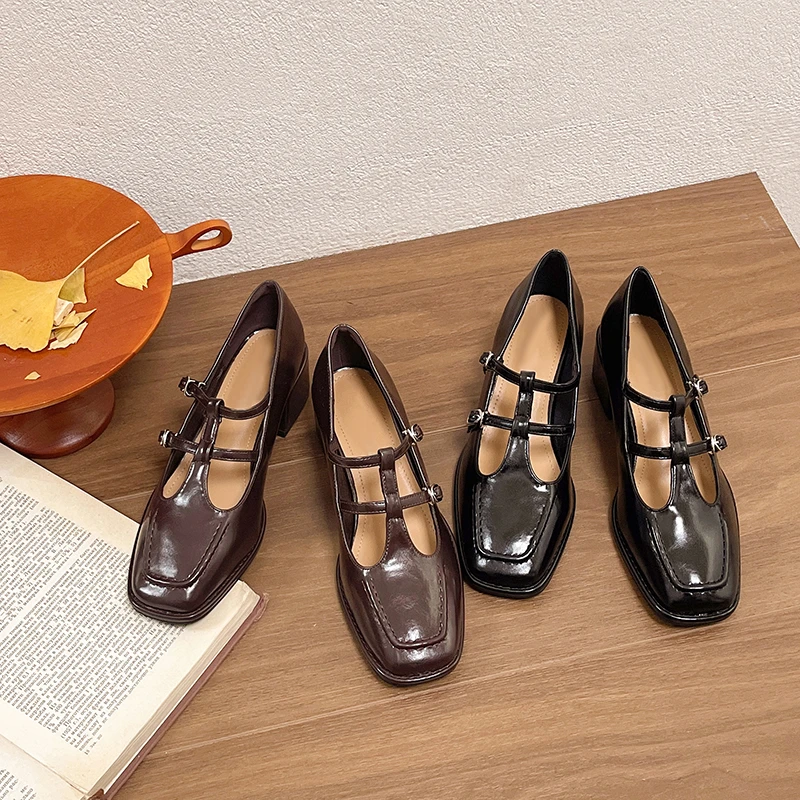 法式甜酷玛丽珍鞋女鞋子2024年春秋新款粗跟方头浅口晚风温柔单鞋