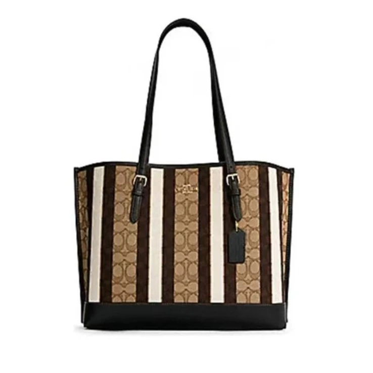 全新未使用 COACH/蔻驰 1699coach黑白条拼大号茉莉包34*28*13