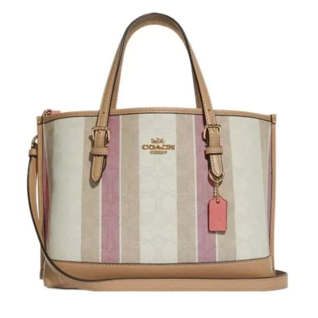 全新未使用 COACH/蔻驰 浅色条纹托特包C8416 IMTVT（25*19*12）