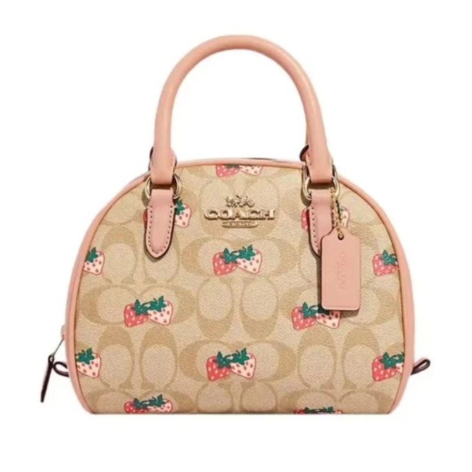 全新未使用 COACH/蔻驰 草莓印花单肩手提包(20.32x15.24x12.7)
