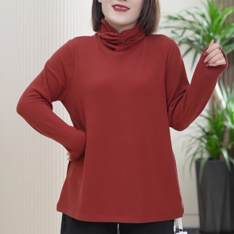 堆堆领真德绒打底衫女大码弹力云柔时尚自发热秋季肌底衣上衣