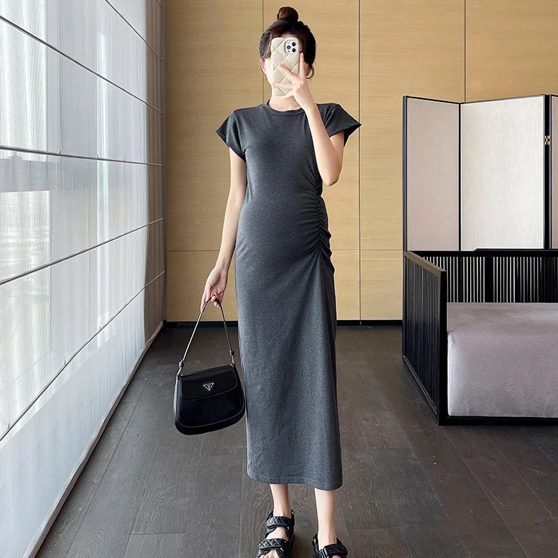 孕妇连衣裙新款夏季修身时尚洋气弹力长裙显瘦时髦孕妇裙子夏裙子