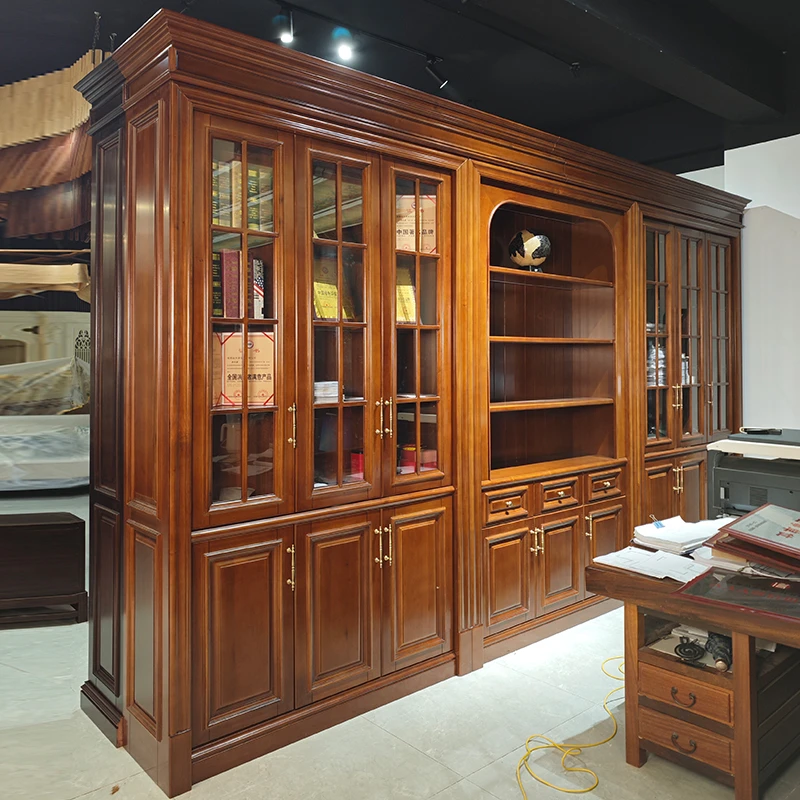 实木定制书柜餐边柜酒柜橱柜衣柜红樱桃红橡白橡白蜡木全屋定制